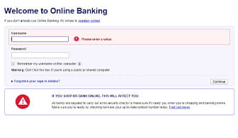Log in to your internet banking