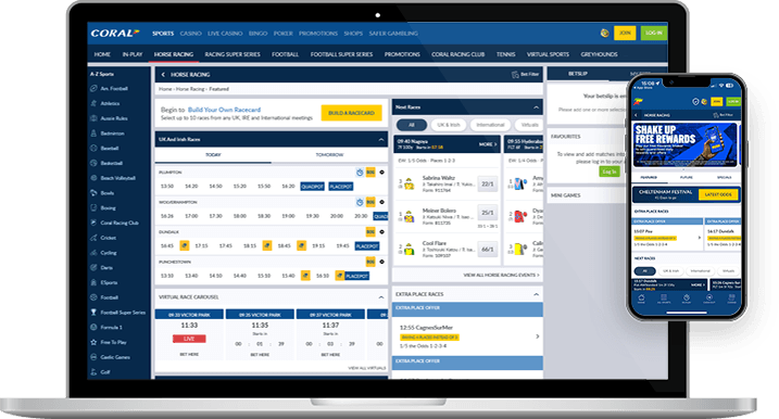 Horse racing markets at Coral