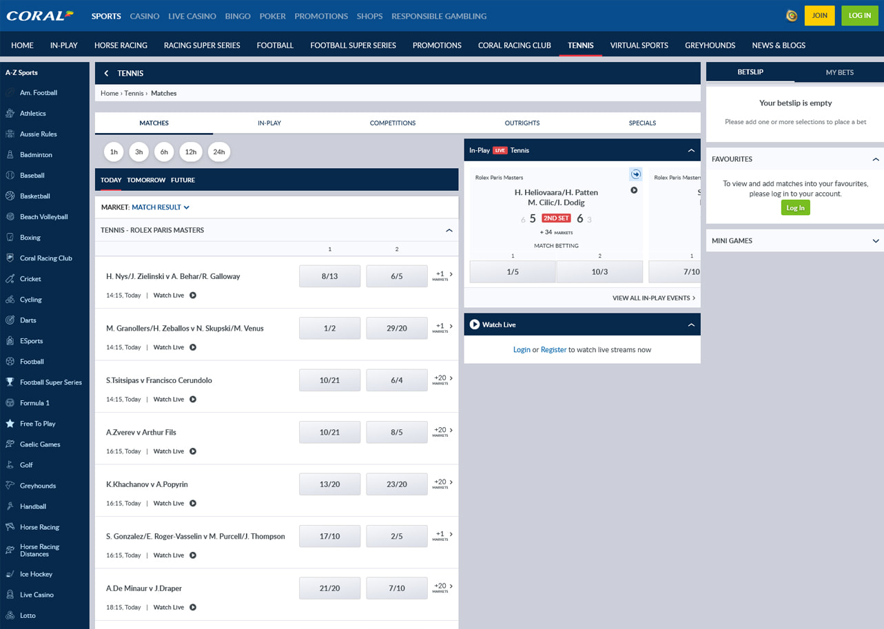 Coral tennis betting homepage