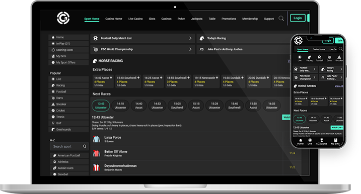 The Grosvenor sports betting website.